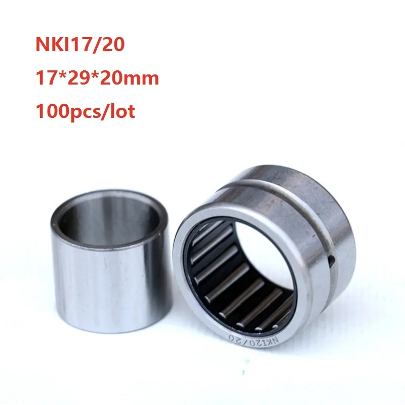 

100 шт./лот NKI17/20 17*29*20 мм Игольчатые роликовые подшипники, игольчатый роликовый подшипник 17 × 29 × 20 мм NKI1720