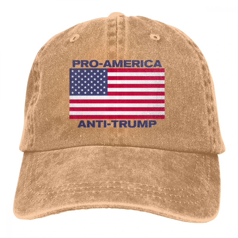 Pro-Америка Анти-Трамп Casquette натуральный унисекс Мужские Женские джинсовые бейсболка с ремешком кепки Регулируемый Гольф папа шляпа