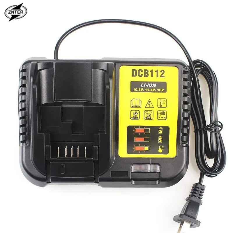 

ZNTER 10.8V 14.4V 18V Tool Battery Charger DCB112 Li-ion Battery Charger Replacement For Dewalt 10.8V 14.4V 18V EU Plug JUL14-C