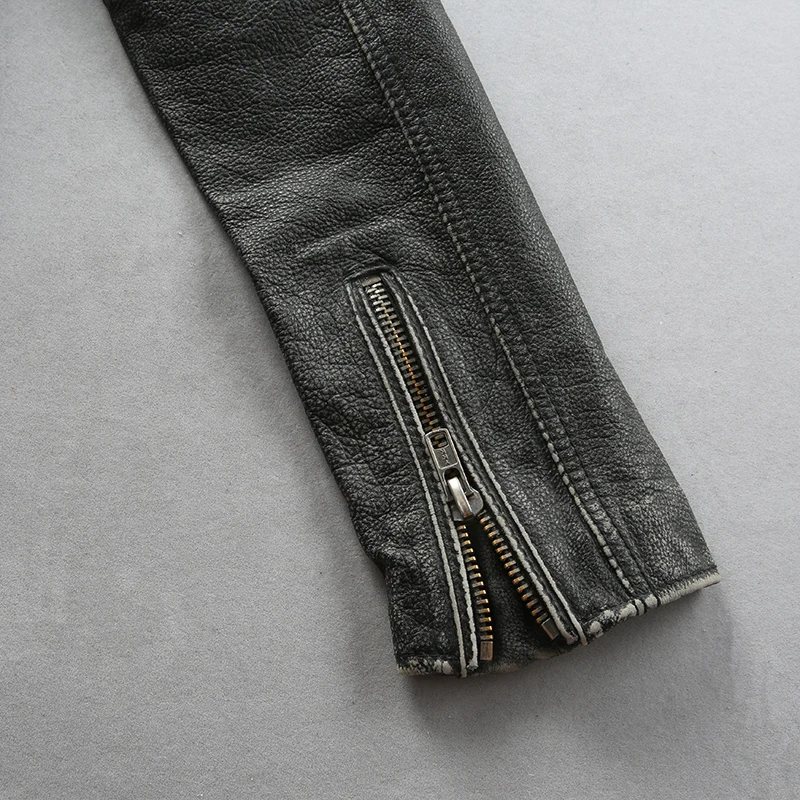 Deals 400 Read Description! Asian size Army genuine leather outerwear cow leather jacket cowhide leather rider jacket