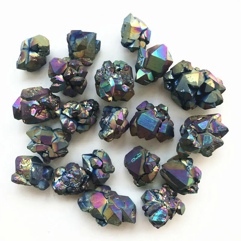

Drop Shipping 50g 10-30mm RainbowTitanium Aura Amethyst Skeletal Quartz Points Crystal Cluster Natural Stones and Crystals