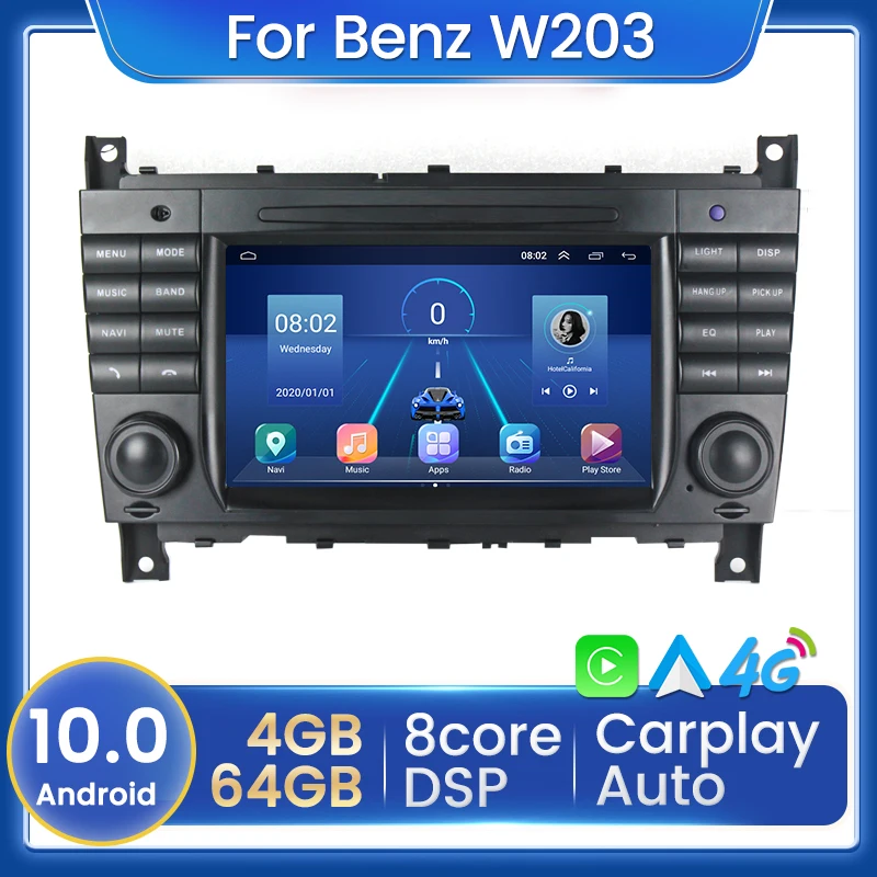 Автомобильный мультимедийный плеер MEKEDE 4 + 64G радио-навигация GPS для Mercedes Benz W203 W209