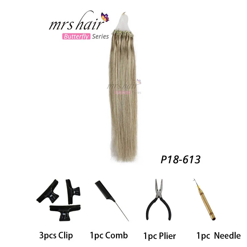 MRSHAIR, прямые волосы на микро-кольцах, 1"-24", 1 г/шт., 50 шт., волосы Remy для наращивания на микро-кольцах - Цвет: # P18/613