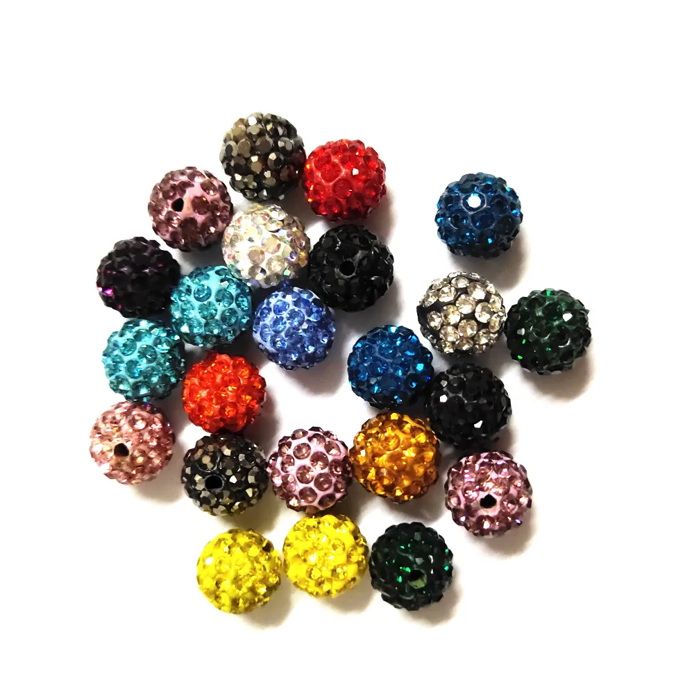 20  100 개/몫, 좋은 품질 10mm 12mm 혼합 색상 클레이 Shamballa 비즈..