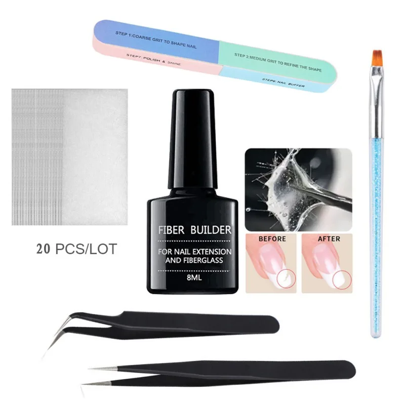 Набор для ремонта волокон для ногтевой фототерапии, расширенный пластиковый лист для наращивания ногтей, гель для ремонта стекловолокна S1