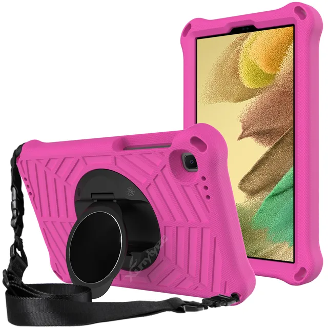 Kids Safe EVA Tablet Case For Samsung Galaxy Tab A7 Lite 8.7 2021 SM-T220 T225 Galaxy Tab A7 10.4 SM-T500 Shoulder Strap Cover rose