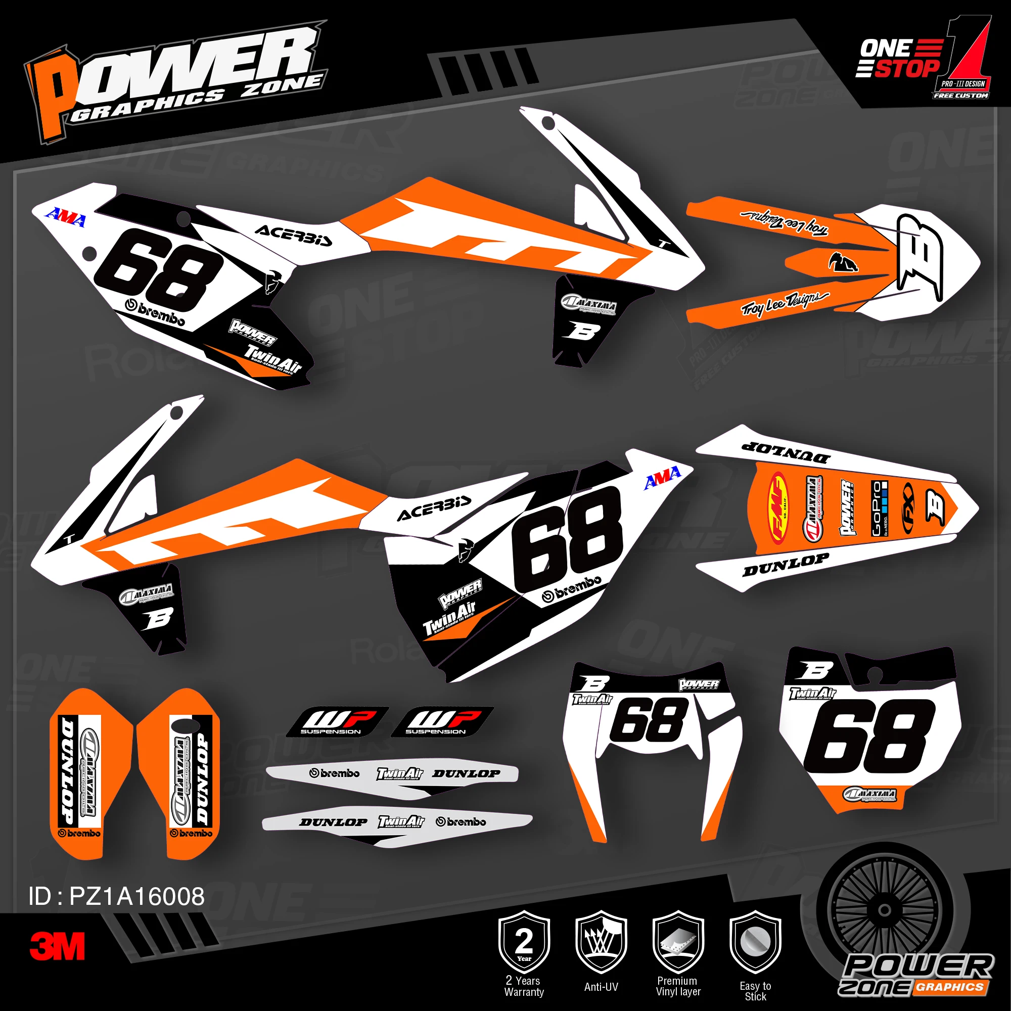 Персонализированные графические фоны PowerZone Team наклейки 3M Набор наклеек для KTM SX SXF