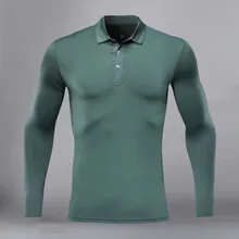 Мужская спортивная одежда для гольфа, S-XXL с длинным рукавом, однотонная Повседневная рубашка с отворотом для гольфа, одежда для бадминтона, фитнеса