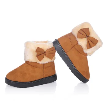

Warm Kids Snow Boots For Children 2019 New Toddler Winter Princess Child Shoes Non-slip Flat Round Toe Girls Baby Bow Boots