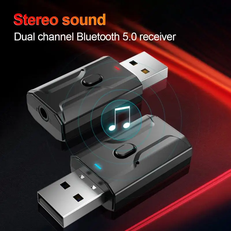 

USB Wireless Adapter Bluetooth 5.0 Audio Receiver Transmitter Dual Channel 3.5mm AUX For TV PC Headphones Car Stereo Audio TSLM2