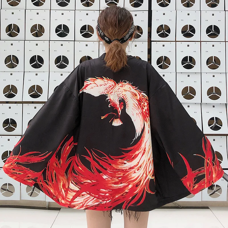 Yukata женский кардиган с принтом аниме японское кимоно азиатская одежда рубашка с принтом карпа Топы повседневные Kimonos Femme милое кимоно косплей - Цвет: as picture