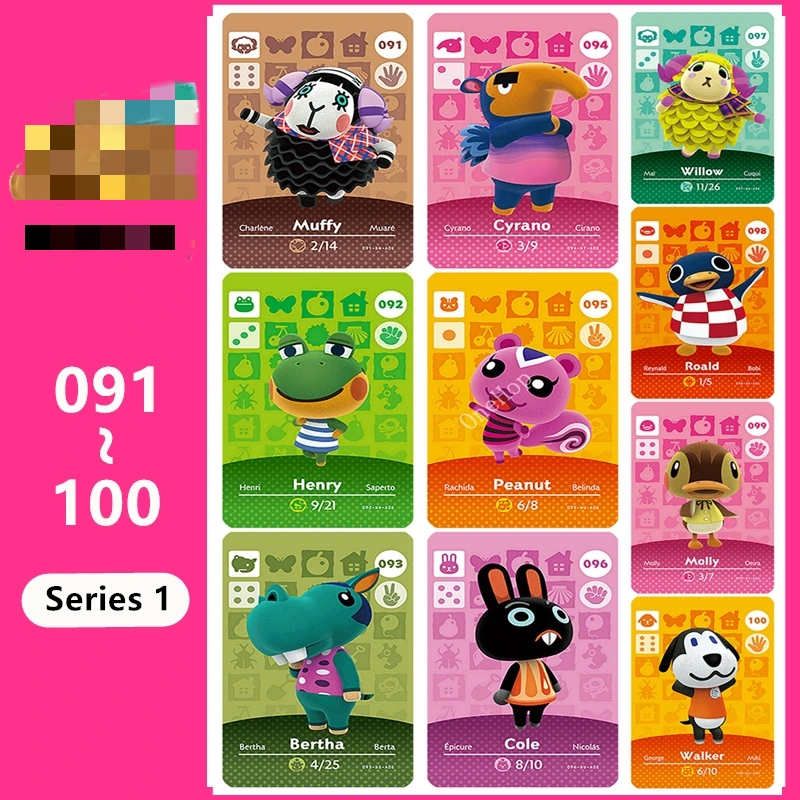 Animal Croxxing n. ° 091 ~ 100, tarjeta NFC de Amxxbo, Villager Ntag215, Chip de etiqueta, serie 1 para NS Switch 3DS