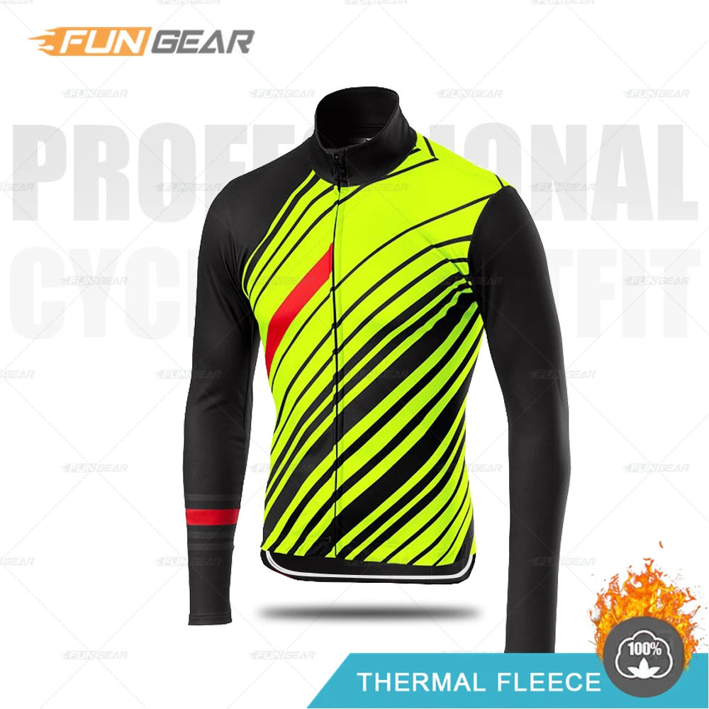 Cycling Jersey Зимняя одежда для велоспорта, мужской комплект из Джерси с длинным рукавом, теплая флисовая куртка, одежда для велоспорта, одежда для шоссейного велосипеда, профессиональный командный костюм, комбинезон, комплект - Цвет: Cycling Jersey
