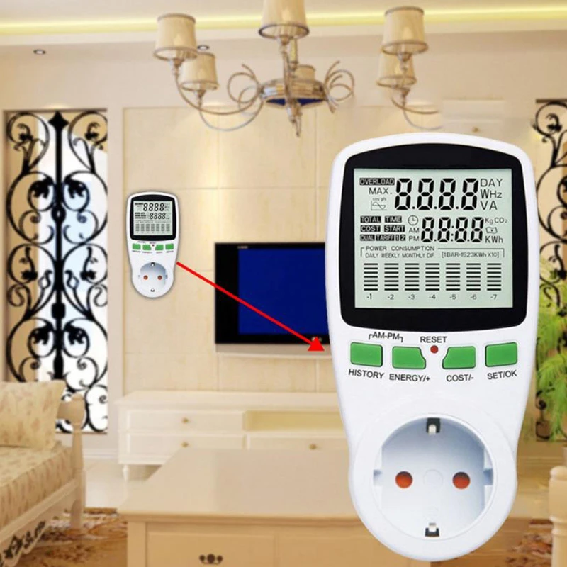 Realmote AC Measuring socket analyzer Power Meters 220v digital wattmeter eu energy meter watt monitor electricity cost diagram