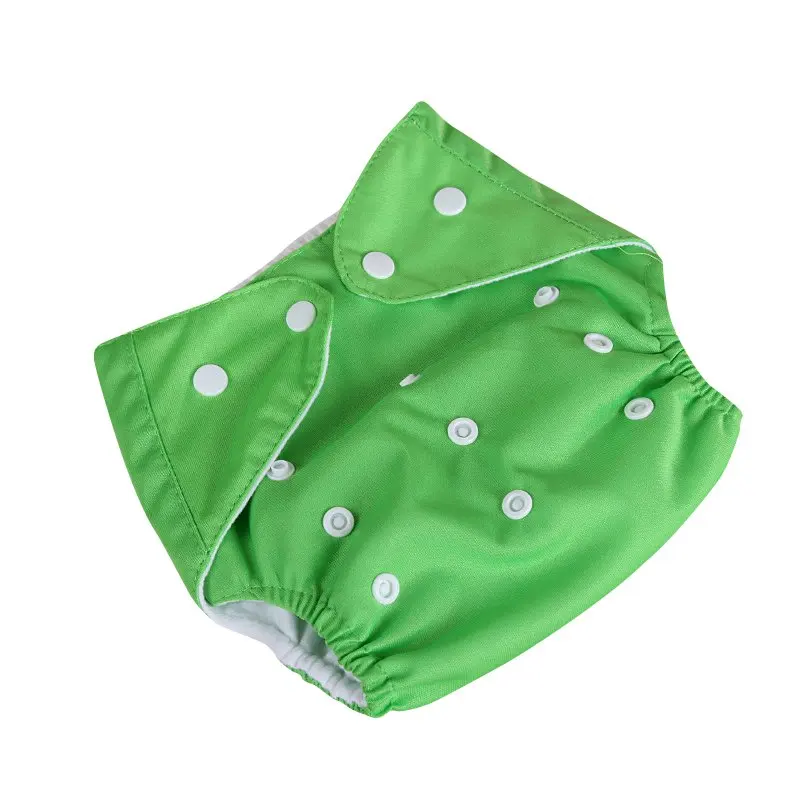 Хлопковые удобные регулируемые тонкие подгузники для маленьких мальчиков и девочек, многоразовые подгузники, Новые однотонные подгузники - Цвет: Зеленый