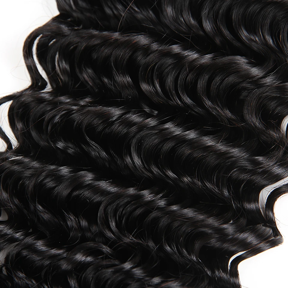 Feixes de Cabelo Extensão do Cabelo Onda Profunda Peruana Humano Encaracolado Tecer Cabelo Não Remy 3 - 4 Pçs Pacotes Negócio Nenhum Emaranhado Galpão 6 Pacotes com 3/4