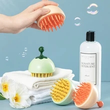 Round Silicone Head Massage Brush Hair Washing Comb Body Shampoo Scalp Massage Brush Comb Hair Washing Comb Shower Bath Brushes