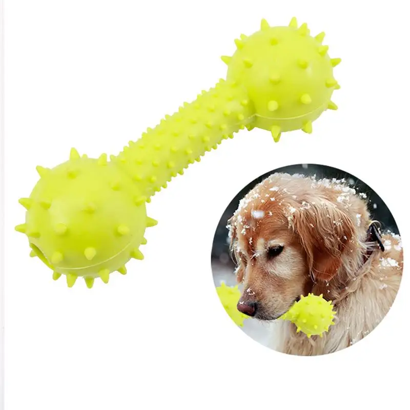 Dorakitten 1pc Pet Chew Toy Rubber Dumbbell Shape Bite-Resistant Dog Sound Toy Dog Teething Toy Pet Supplies