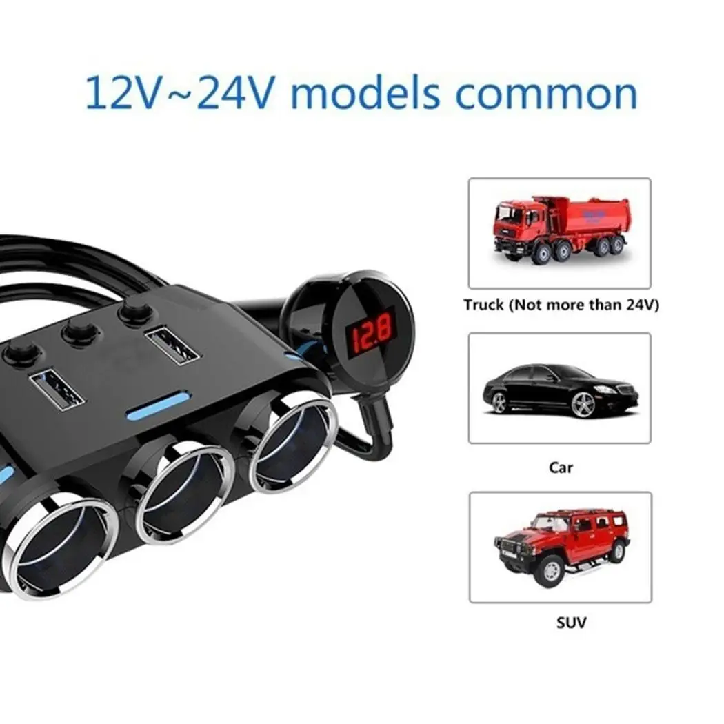 Двойной USB порт 3 Way Авто мобильный телефон планшет автомобильный прикуриватель для дома, Повседневная розетка 100 Вт разветвитель зарядное устройство