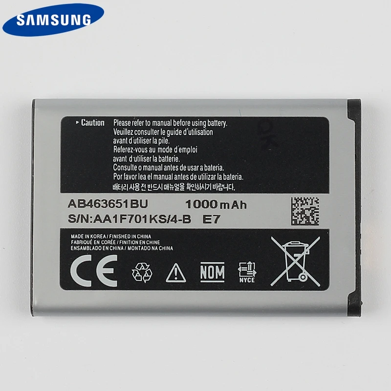 samsung Батарея AB463651BU для samsung S5630C S5560 C3518 J800 J808 F339 S5296 L700 W559 S5628 B3410 L708E SGH-L700