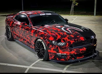 

Premium Black Red Camouflage Vinyl Car Wrap Decal Film Sheet Air Channel Release Technology