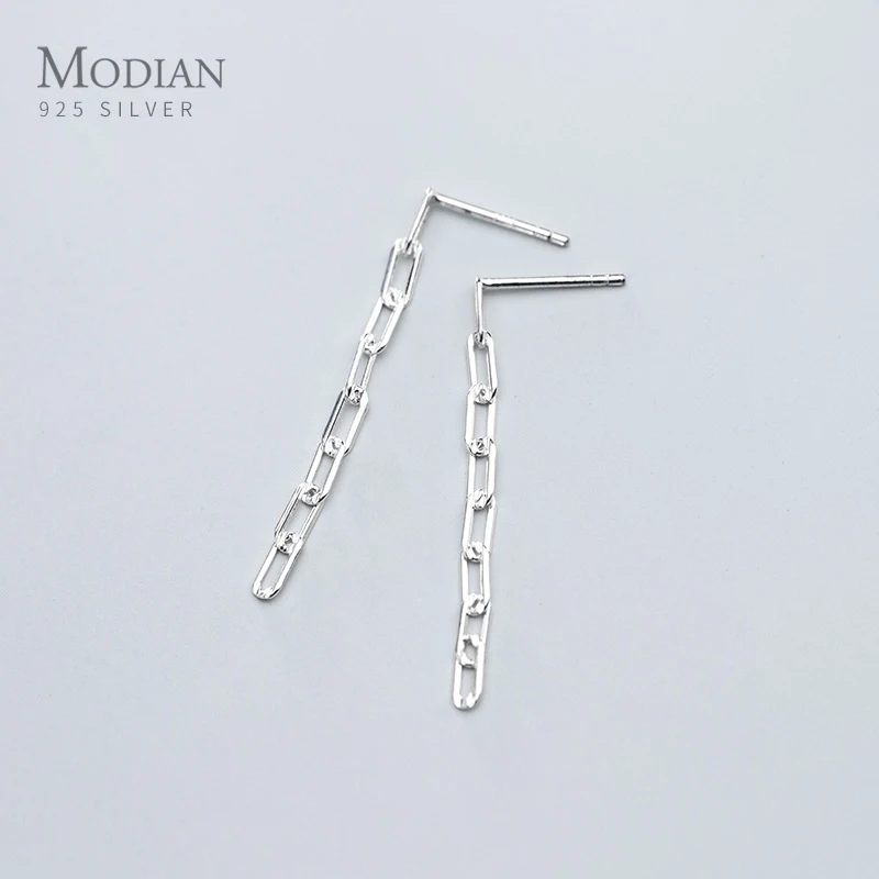 MODIAN Классическая геометрические овальные цепи длинные висячие серьги для женщин