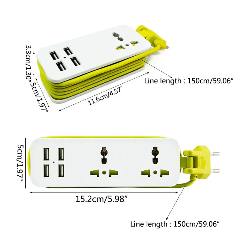 EU Plug 4 USB Socket Power Strip Electric Surge Protector Smart Wall Charger Hub 19QB
