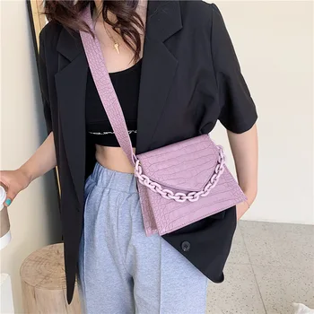 

Crocodile Pattern Pu Leather Crossbody Bag For Women 2020 Summer Small Chain Lady Totes Bag Brand Women Shoulder Messenger Bag