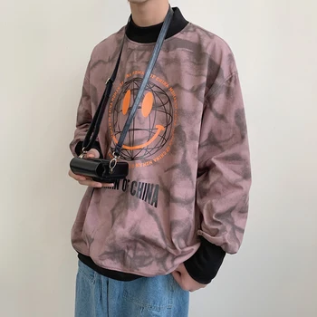 

2020 New Spring And Autumn European Style Harajuku Men's Casual Tie-dyed Pullover Loose High Quality S-2XL
