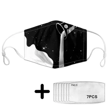 

Black Mouth Masks with White Milk Prints Washable Anti Dust Mask PM2.5 Filter Windproof Mouth-muffle Bacteria Face Custom Design