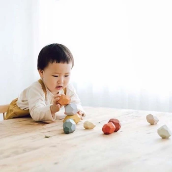 

5/7/10/22Pcs Kids Creative Educational Toys Children Rainbow Silicone Colored Stone Stacking Game Building Block Gifts