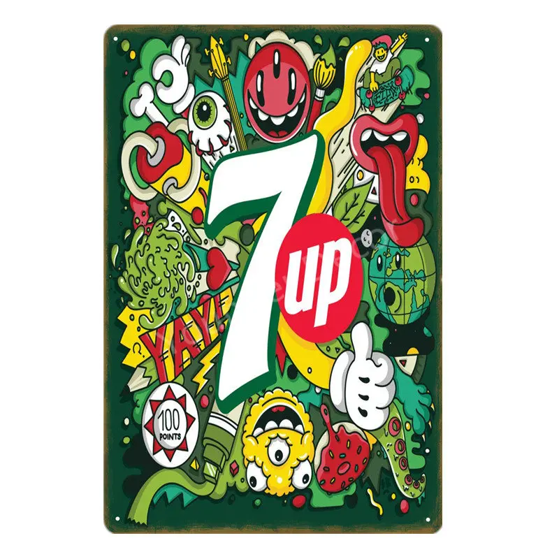 YD1557EI Безалкогольные 7up металлические жестяные знаки 7 UP ВИНТАЖНЫЙ ПЛАКАТ Искусство Настенная Наклейка картина бар паб кафе украшение домашний декор в стиле ретро YI-052 - Цвет: YD1557EI
