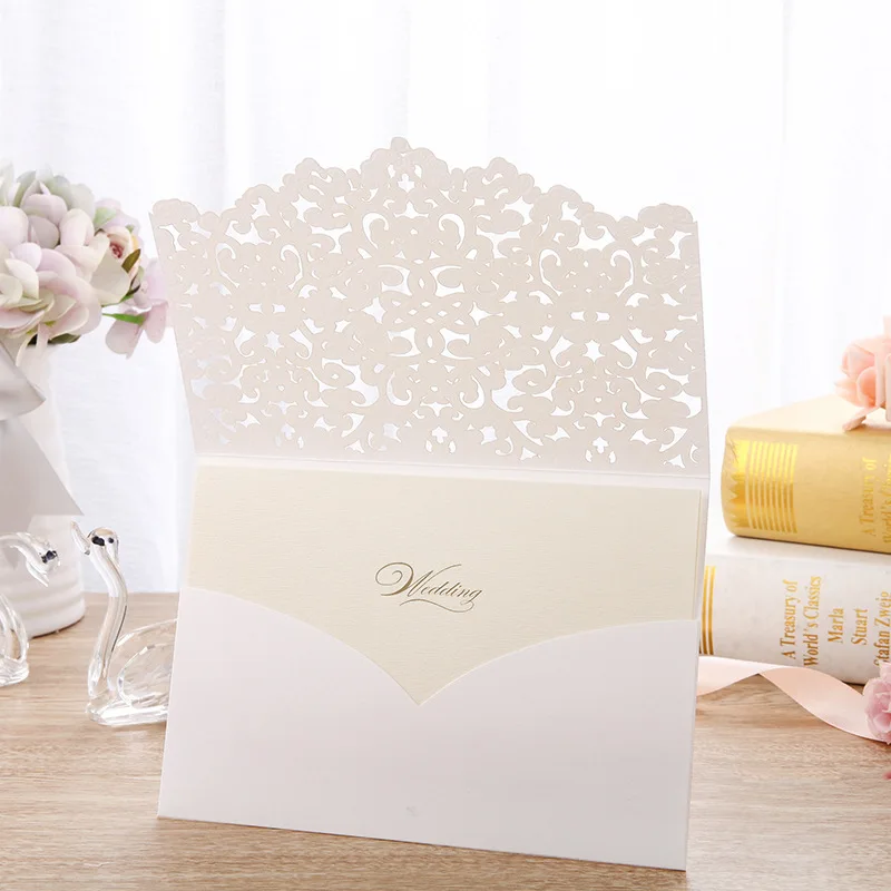 white 1 Cover insert 10 шт золотые, красные, с лазерной огранкой, алмазные свадебные пригласительные открытки, элегантные поздравительные открытки для свадьбы и помолвки, вечерние украшения - Цвет: white 1 Cover insert