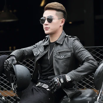 

Genuine Leather Jacket Men Sheepskin Coat Motorcycle Jacket Man Short Vintage Real Leather Jackets ASDP-23-1406 YY277