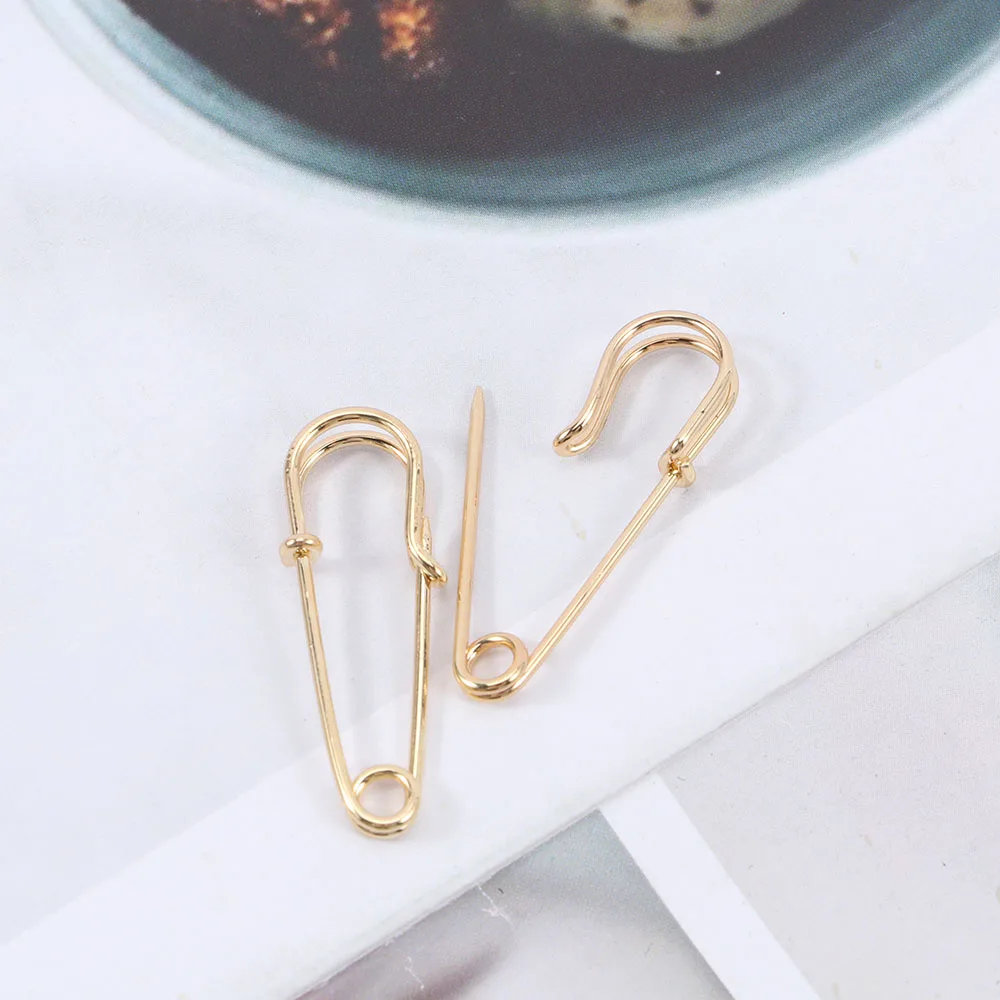 Unique Design Imitation Pearl Paperclip Safety Pin Stud Earring for Women Girls Gold Punk Body Piercing Earrings Accessories