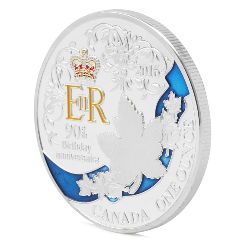 QUEEN ELIZABETH II 90th Birthday Anniversaire Посеребренная монета Канада новая