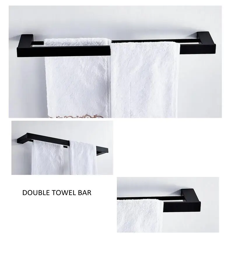 Матовая черная вешалка для полотенец из нержавеющей стали 304, крючок для халата, мыльница, полотенце, бар, аксессуары для ванной комнаты, набор бумажных держателей JM47