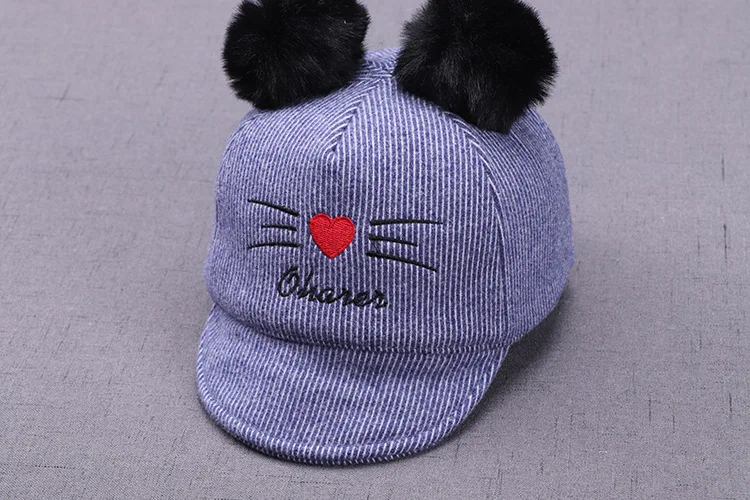 Hylidge Pompom Hat, детская бейсбольная Кепка с вышивкой, милая шапка для маленьких девочек и маленьких девочек, зимние теплые шапки для мальчиков и девочек, 1 шт