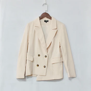 

The new autumn 2020 casual double-breasted waist slimming pure color suit jacket OL style short top fashion