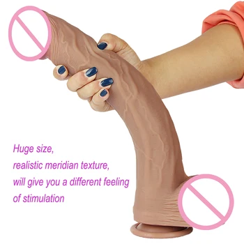 Super Huge Dildo Realistic Skin Soft Sexy Female Masturbator Erotic Products Strong Orgasm Silicone Suction Cup Women Big Dick 4