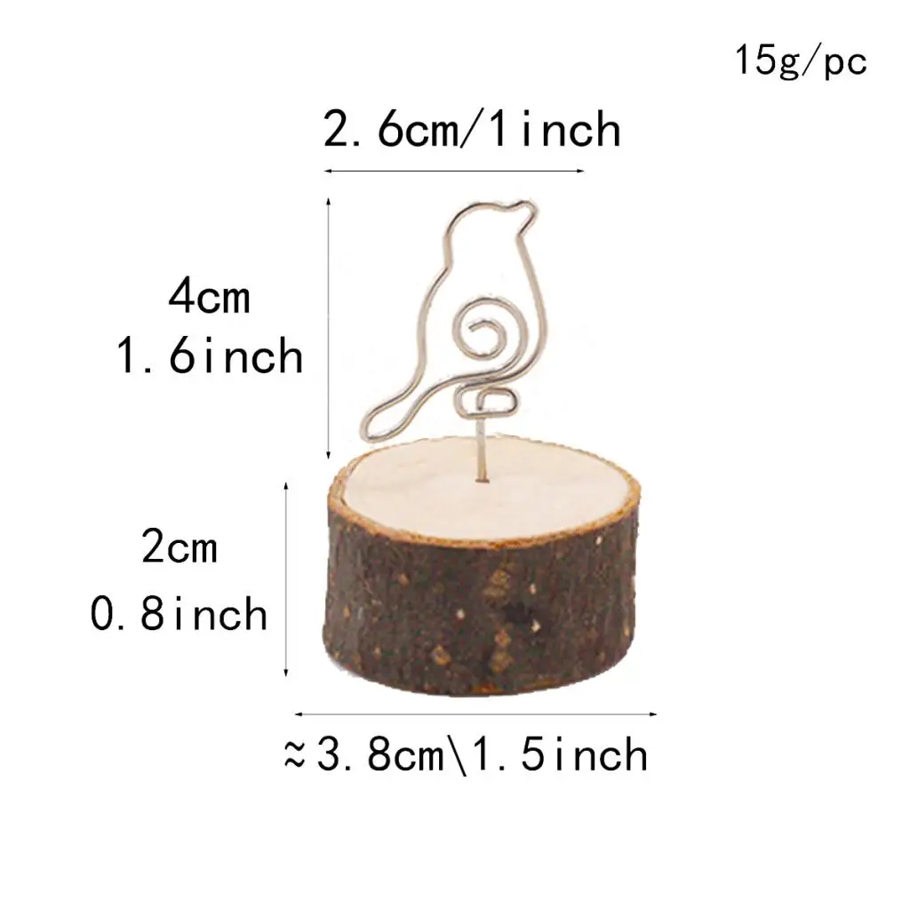10pcs Bird Card Holder Stand Wire Photo Clip w/ Wooden Base Wedding Table Decor Picture Photo Display Menuo Card Case Ornament