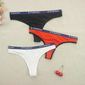 

Tangas Women Sexy Underwear Panties Cotton Thongs Underpants Low-waist G-string Sports Text Fashion Intimate T-Back Lingerie