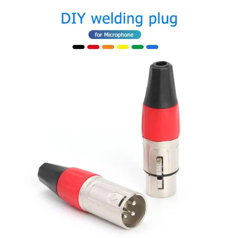 

Durable Male Connector Multi-function 2pcs XLR 3Pin Male Female DIY Audio Cable Mic Connectors Solder Welding Plugs
