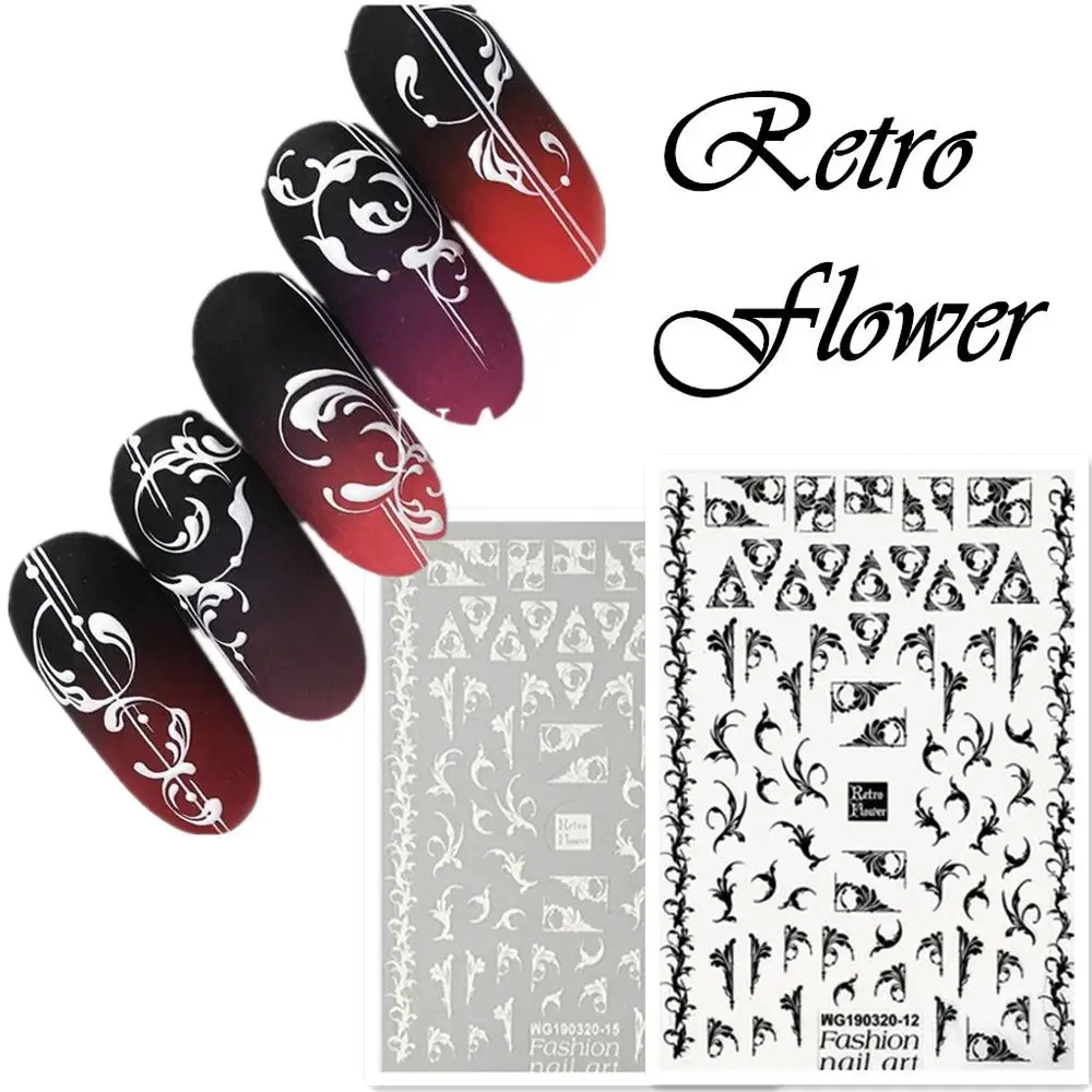 

Newest WG2015 2012 retro flower design nail art sticker decal stamping back gule DIY nail decoration tools