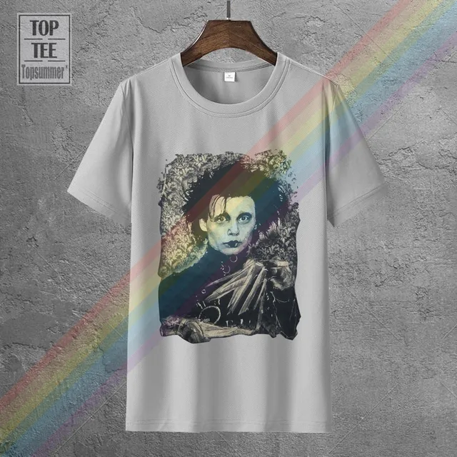 Edward Scissorhands T-Shirt Tim Burton Johnny Depp Goth Punk Film New Cool Tee Shirt 0139867-Gray