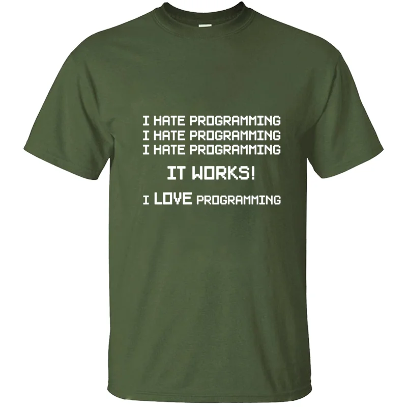 Мужская футболка с надписью «I Hate Programming», Мужская футболка, футболка для мужчин, модная одежда с круглым воротником, летняя S-5xl большого размера, топы для мужчин