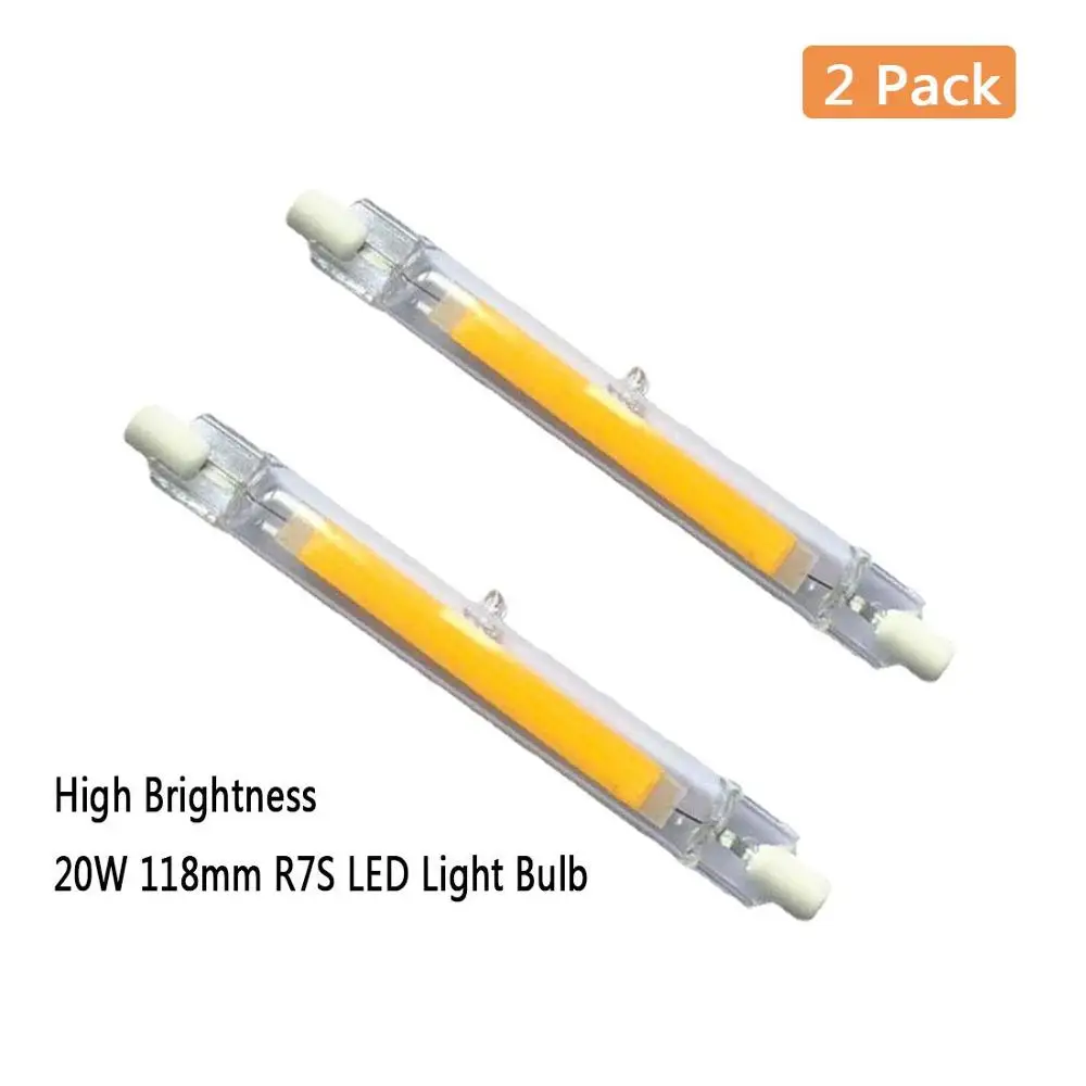 118mm 15W R7S LED Bulb (2 Pack) 150W Halogen Equivalent 118mm J Type High Brightness 120V R7S Base 3000K Warm White|LED Bulbs & Tubes| - AliExpress