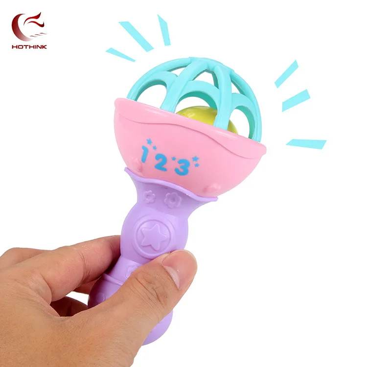 Soft Silcone Single-head Hammer Sand Hammer Rattle Baby Pacify Toy Primary Infant Grasping Soft Silcone Toy
