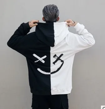 Лидер продаж, модная уличная одежда в стиле хип-хоп размера плюс 3XL, мужские толстовки с капюшоном, свитшоты с принтом смайлика, топы с капюшоном, одежда - Цвет: 1