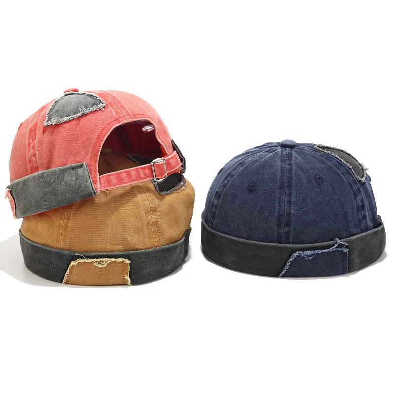 

New Retro Patch Hole-breaking Dome Melon Cap Unisex Cap Loop Beanies Women's Joker Hip-hop Skullies Beanies Stitched Master Hat